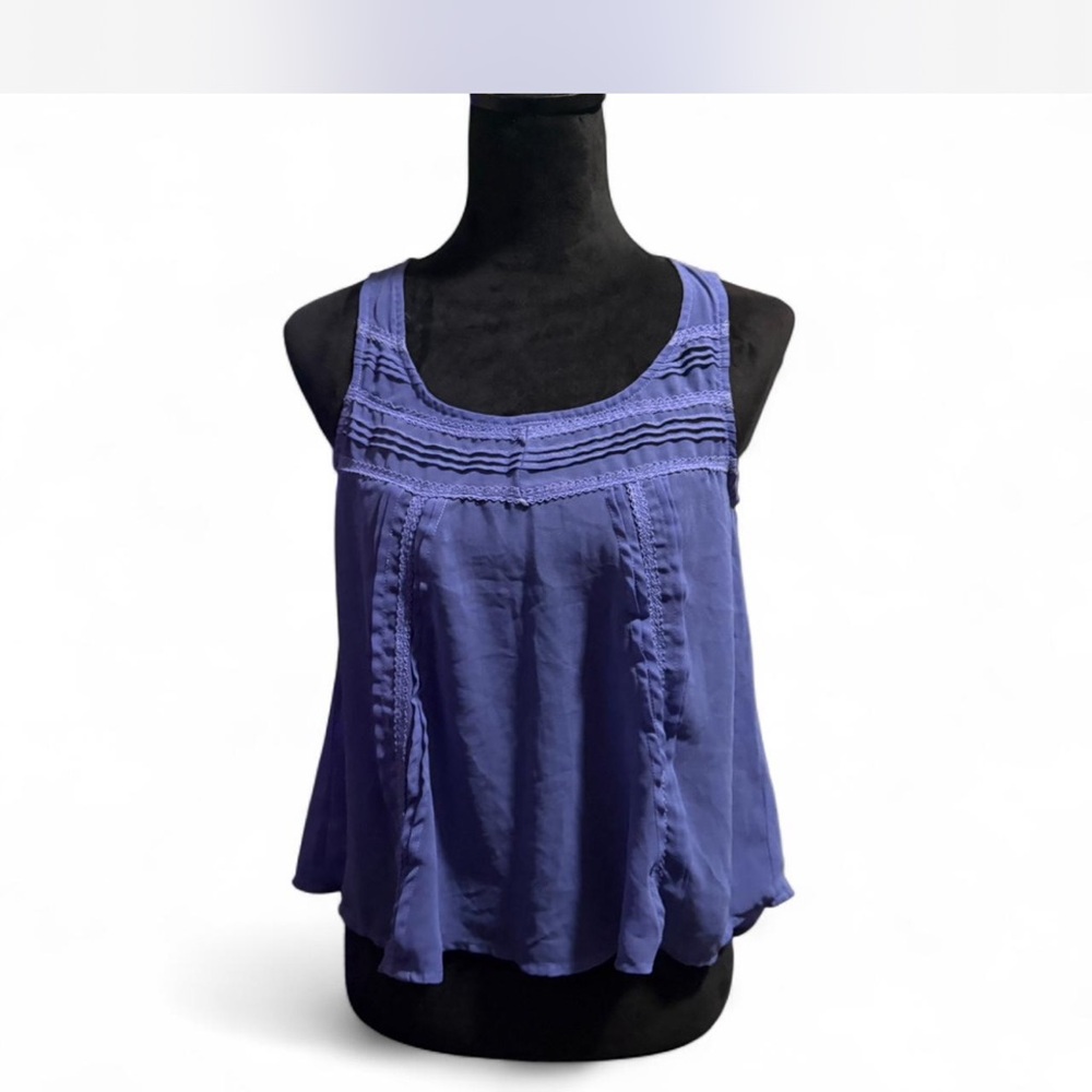 Moroccan Lush Asymmetrical Blue Tank Top